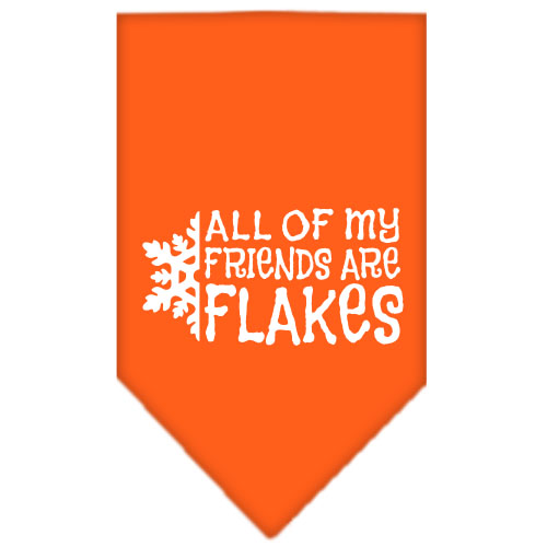 All my friends are Flakes Screen Print Bandana Orange Small